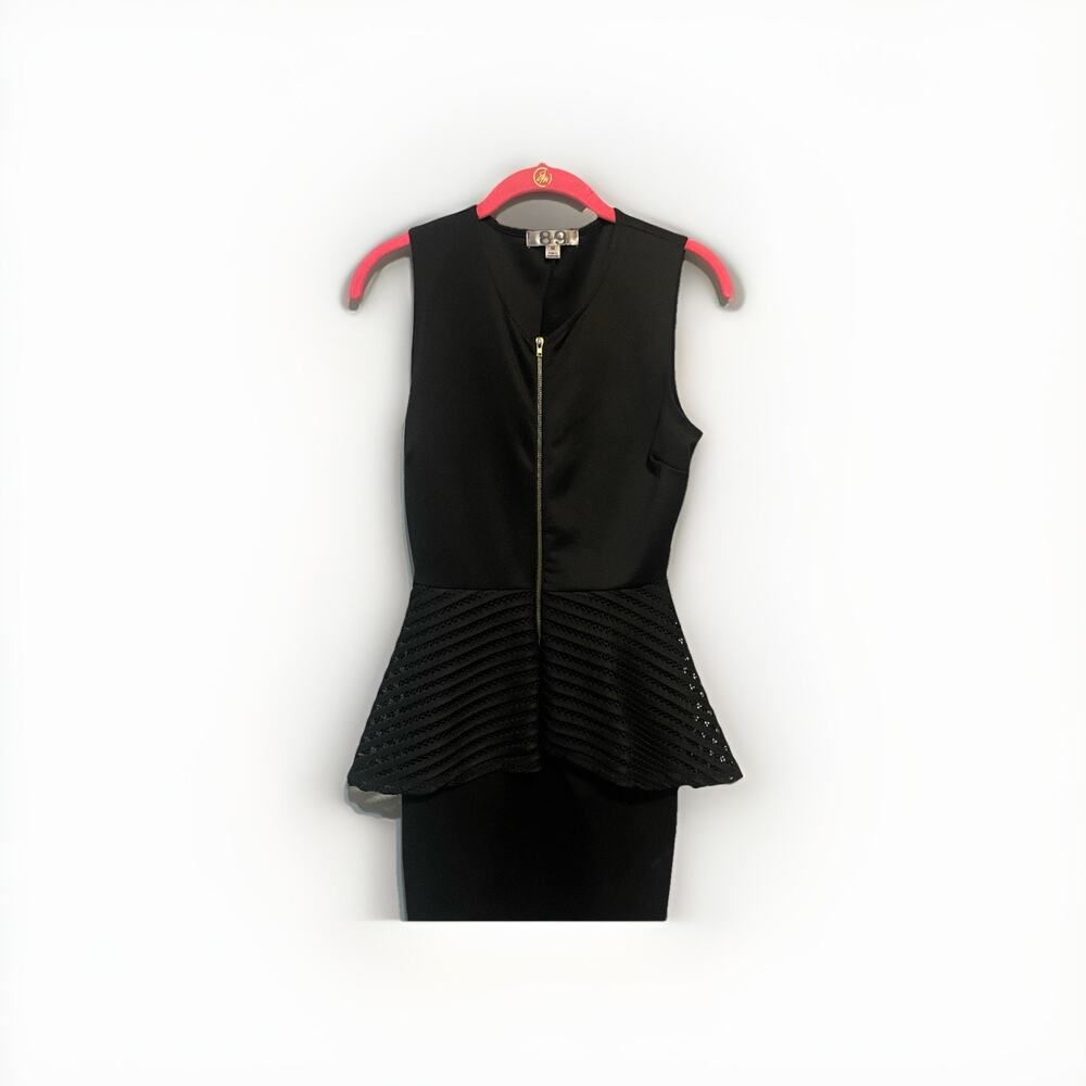 La Vie 89 Women's Size M Black Sleeveless Peplum Dress